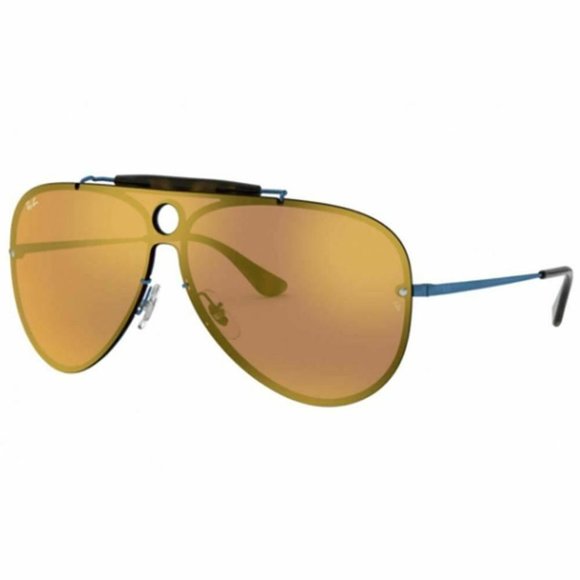 Ray-Ban Accessories - Ray-Ban RB3581N 90387J Blue Aviator Sunglasses W/Gold Mirrored Lens For Women